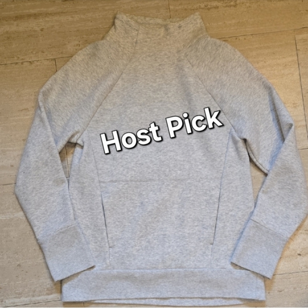 Fabletics Light Heather Gray Mock Neck Sweatshirt